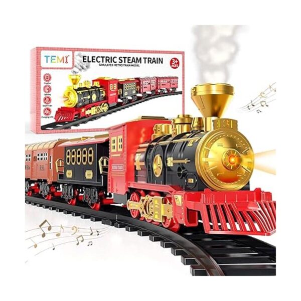 TEMI Juego de tren con motor de locomotora de vapor coche_1