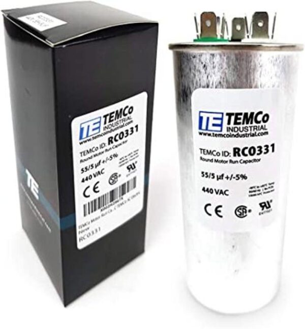 TEMCo 555 ufMFD 440 VAC Volts Round Dual Run Capacitor_1