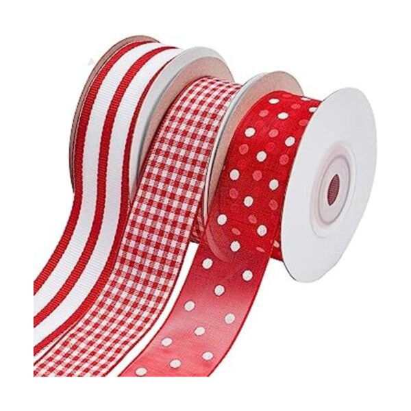 Cintas de tela de cuadros rojos y blancos para