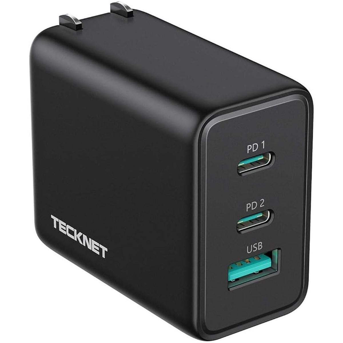 Cargador USB C TECKNET de 65 W PD 3.0 GaN cargador tipo C