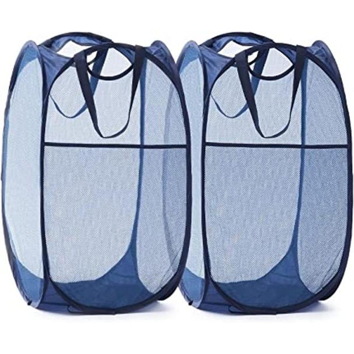 Cesta de lavandería plegable de malla con asas duraderas
