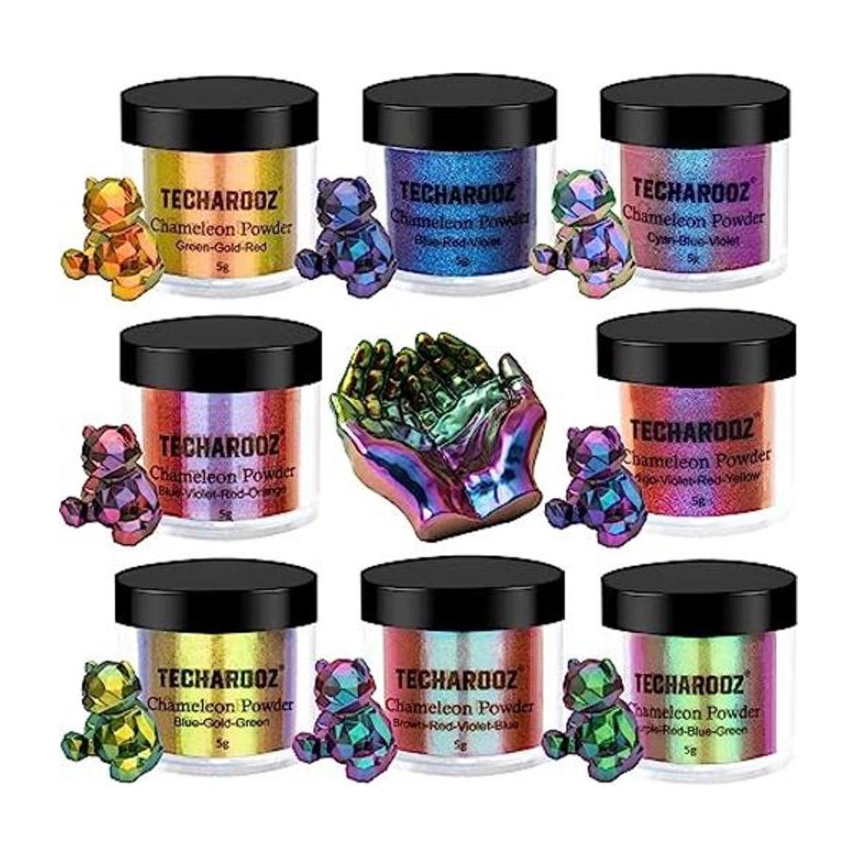 TECHAROOZ Polvo de mica camaleón de 8 colores cambiantes