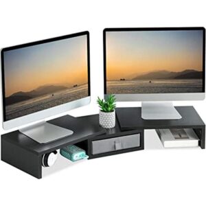 TEAMIX Elevador de soporte dual para monitor con cajón_1