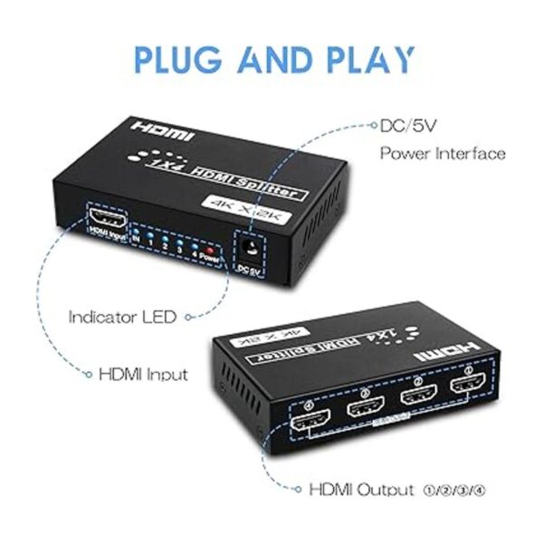 Divisor HDMI 1 en 4 salidas 4Kx2K 30Hz 1x4 distribuidor_3