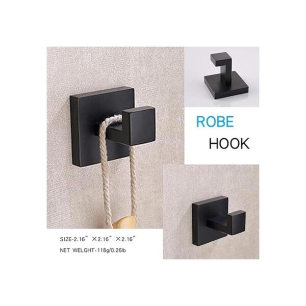 TASTOS Ganchos para toallas de baño color negro mate