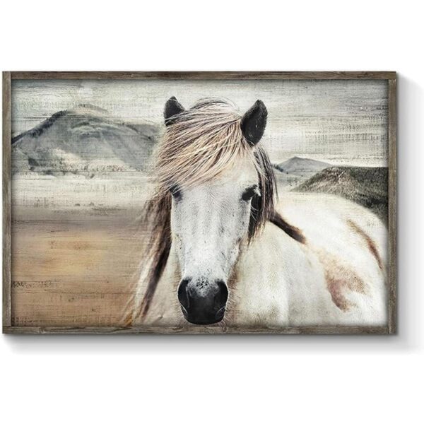 Cuadro enmarcado con caballo arte de pared paisaje de
