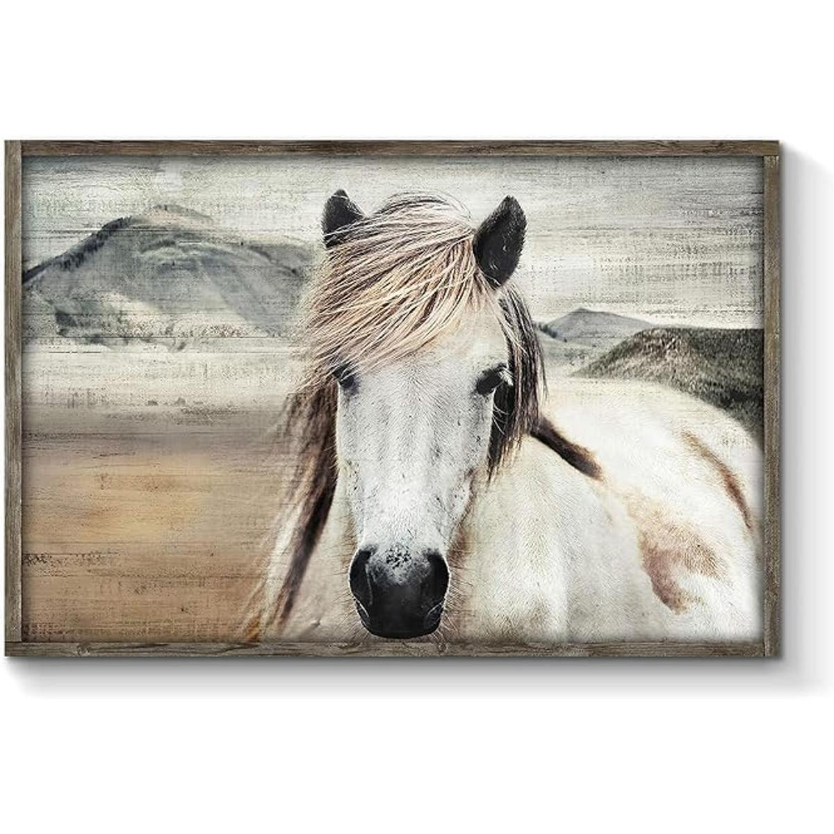 Cuadro enmarcado con caballo arte de pared paisaje de