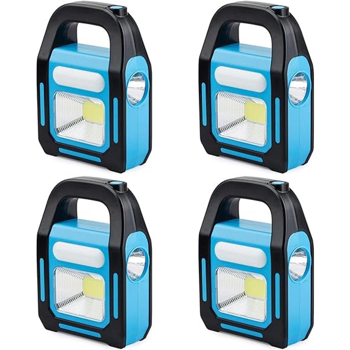 Paquete de 4 linternas solares 3 en 1 LED COB recargable