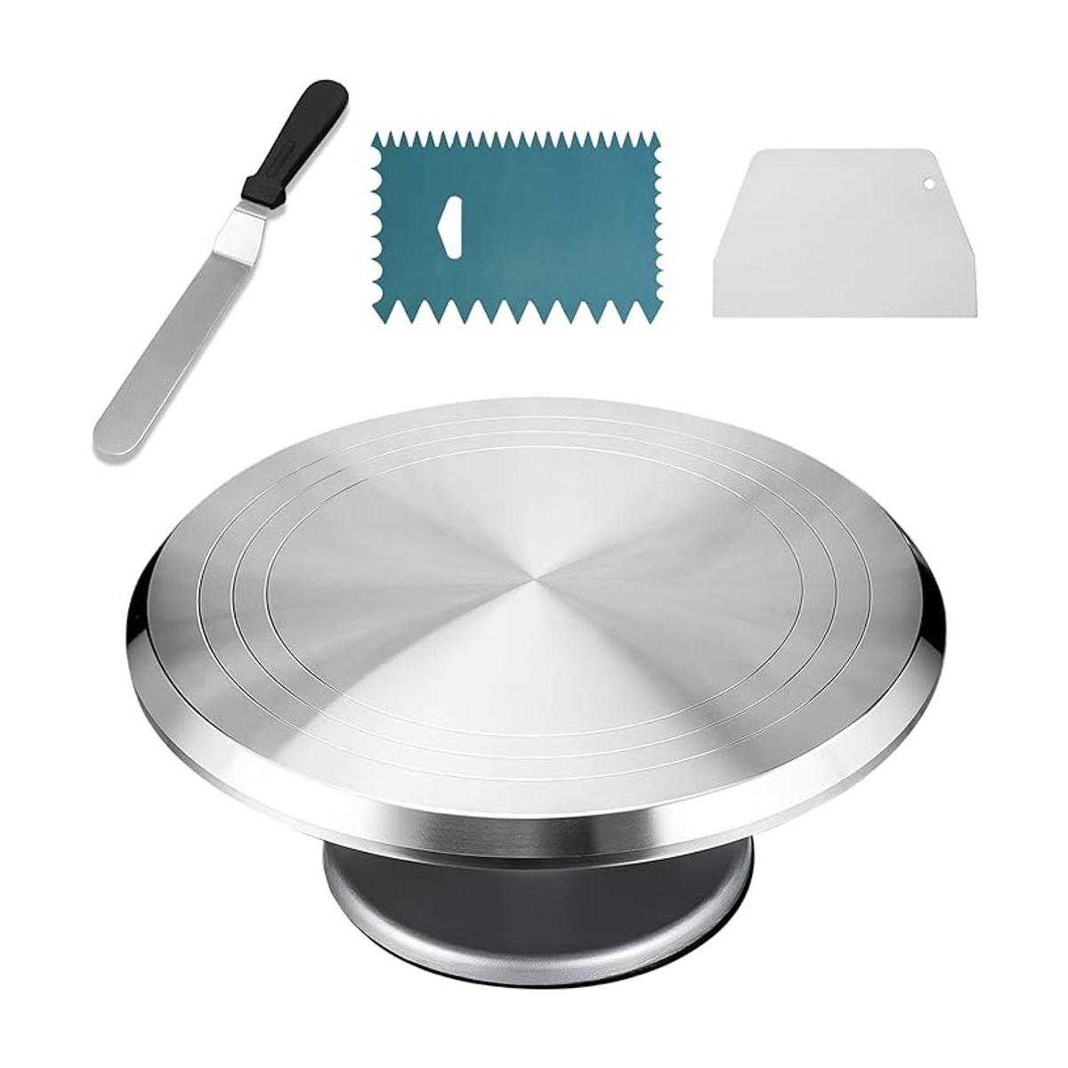TangChu Tocadiscos giratorios para tartas de aluminio
