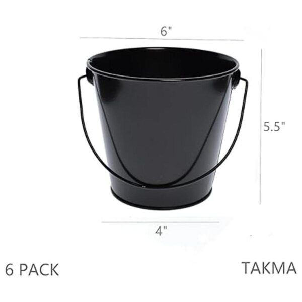 TAKMA Cubos de metal con asa paquete de 6 cubos de hierro
