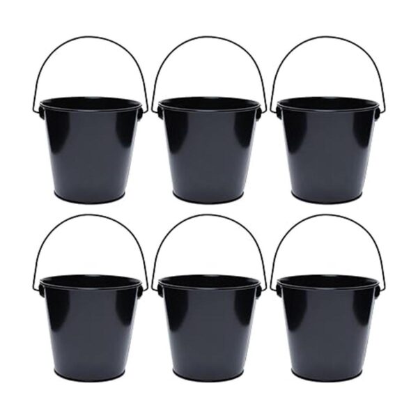 TAKMA Cubos de metal con asa paquete de 6 cubos de hierro