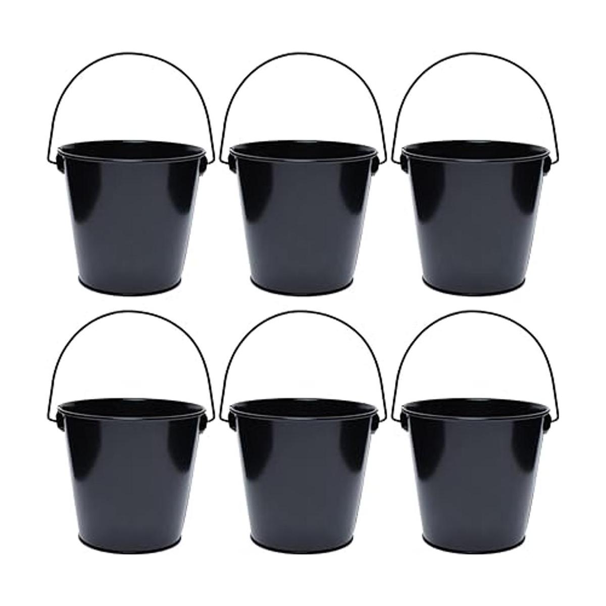 TAKMA Cubos de metal con asa paquete de 6 cubos de hierro