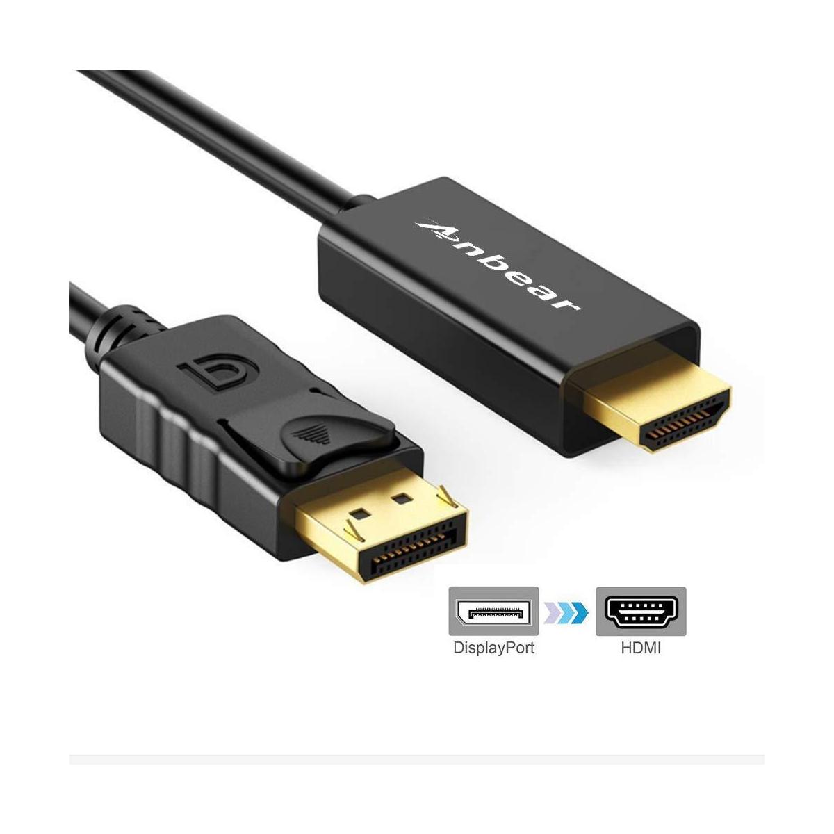 Anbear Cable de puerto a HDMI chapado en oro Displayport