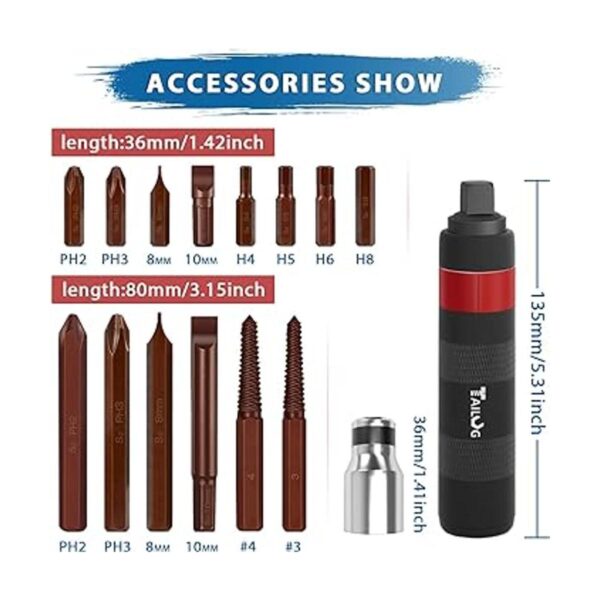 TAILUG Destornillador de impacto reversible manual de