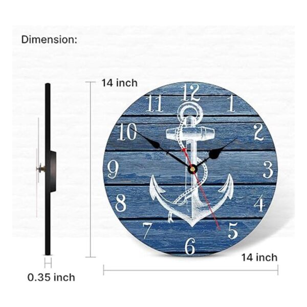 TAHEAT Reloj de pared con patrón de ancla blanco de 14_6