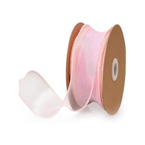Cinta de organza transparente de 1.5 pulgadas color rosa
