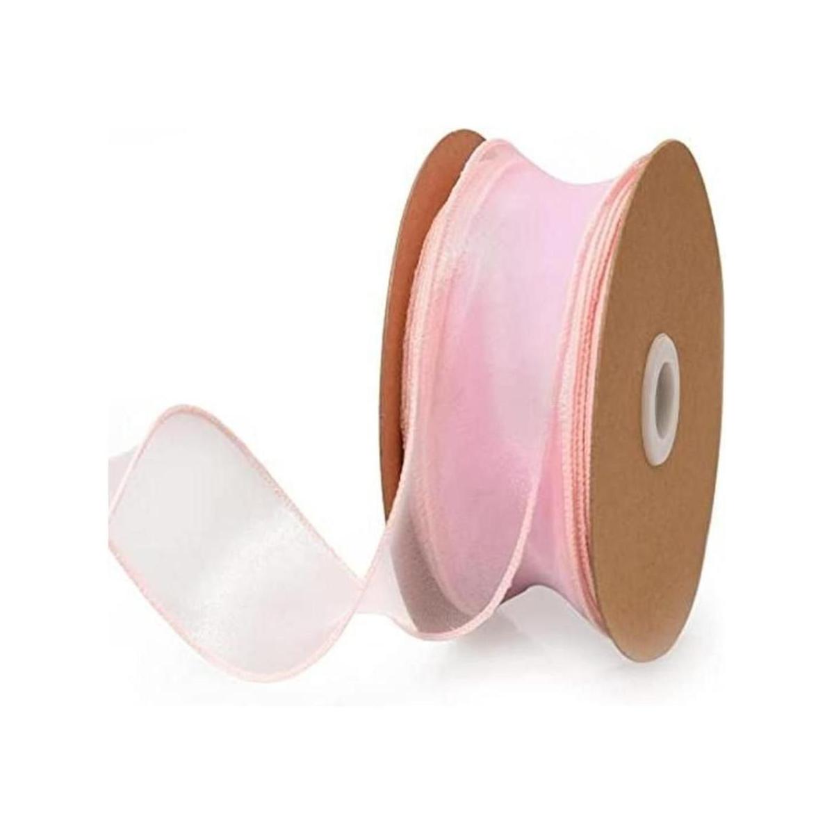 Cinta de organza transparente de 1.5 pulgadas color rosa