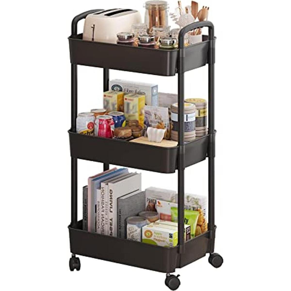 Sywhitta Carrito utilitario con ruedas de 3 niveles con