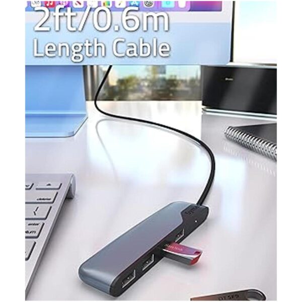 Hub USB C a USB 4 puertos con cable extendido de 2 pies_2