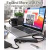 Hub USB C a USB 4 puertos con cable extendido de 2 pies_4