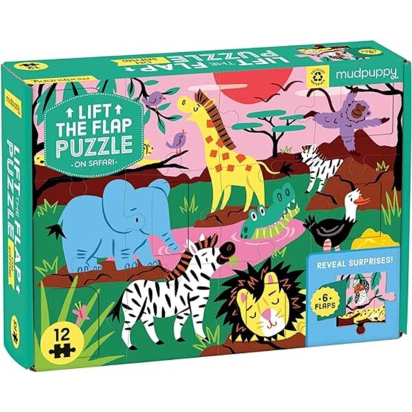 Mudpuppy On Safari LiftTheFlap Puzzle 12 piezas 18 x_1