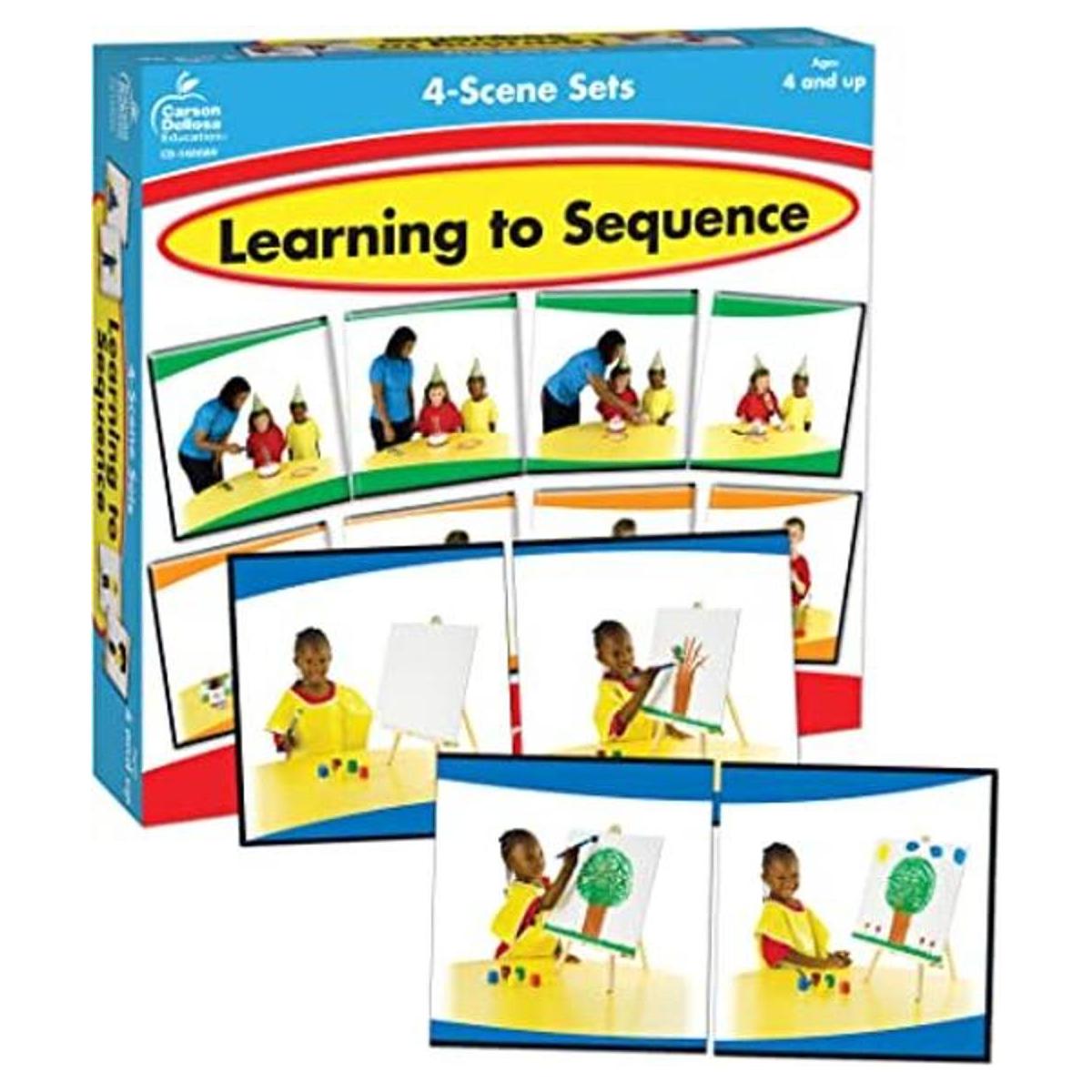 Aprender a secuenciar juego de mesa educativo de 4 escenas