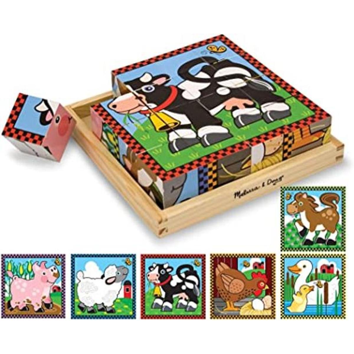 Rompecabezas en cubo de granja de Melissa Doug Multicolor