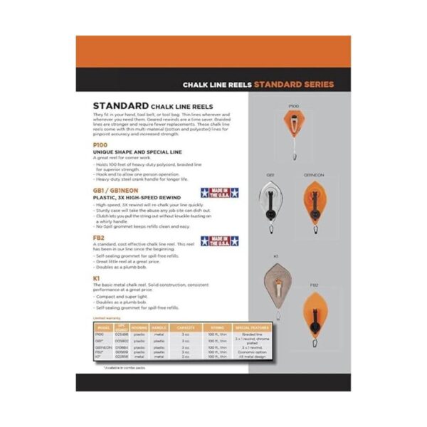 Keson P100 Carrete octoganal Chalk Line cuerda de 0.059_2