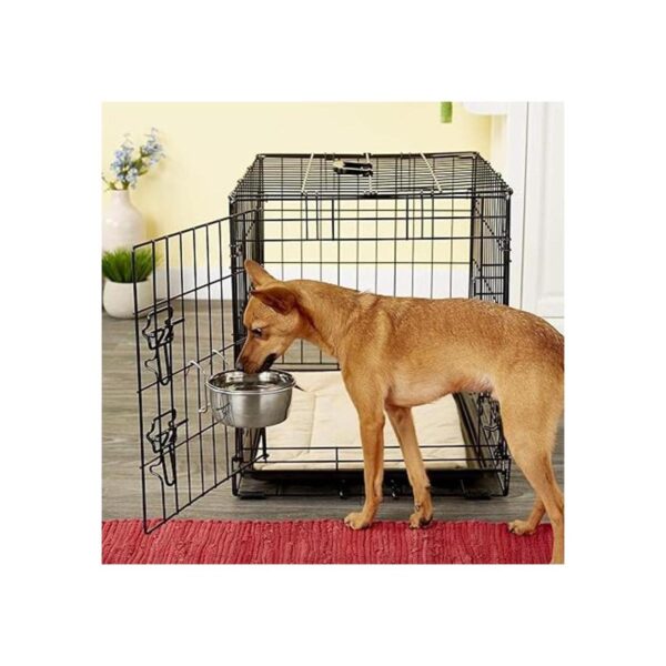 Taza de pájaro de acero inoxidable para mascotas con alambre_2