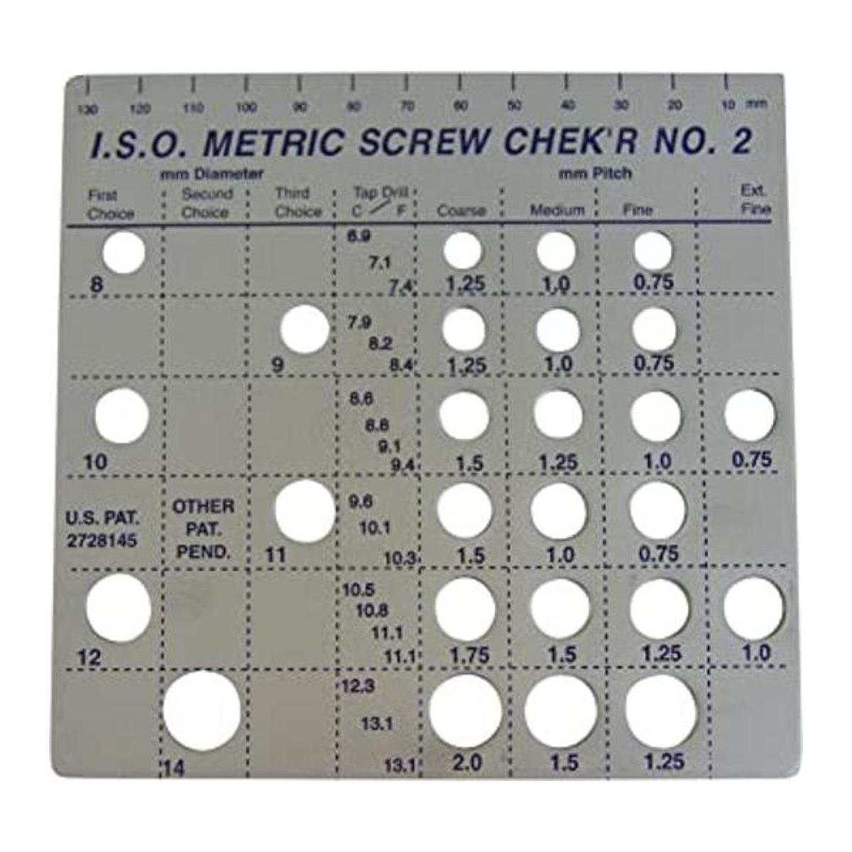 Screw Chekr Medidor de tamaño de rosca métrica n. 2