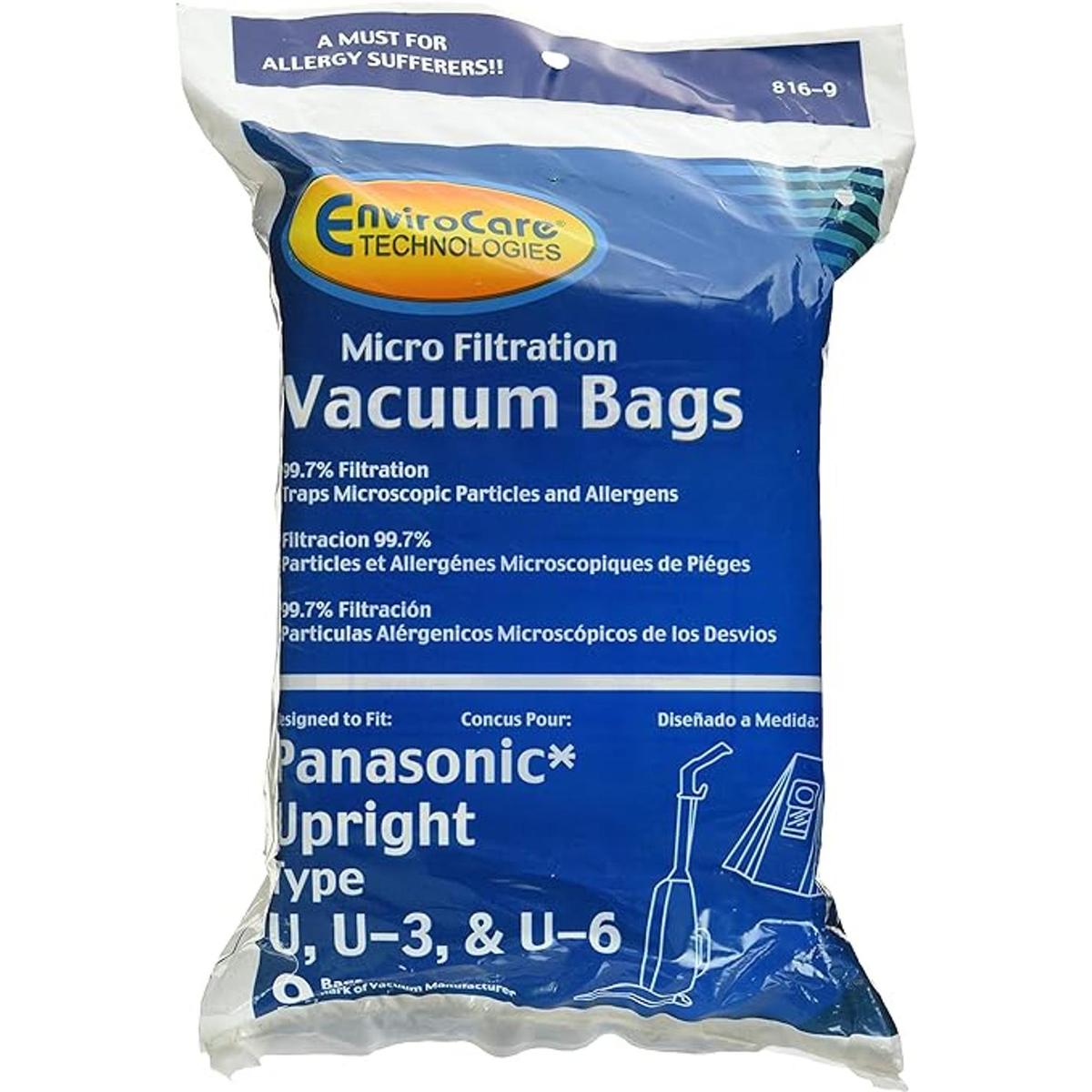 Panasonic bolsas de aspiradora tipos U U3 U6 de