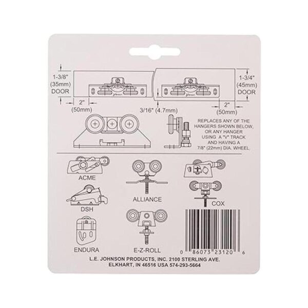 L E Johnson 2312ppk1 bolsillo puerta V Track colgadero_3