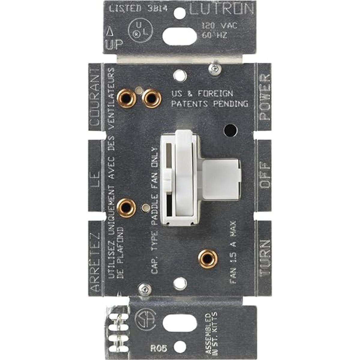 Lutron Toggler Control de ventilador de un solo polo