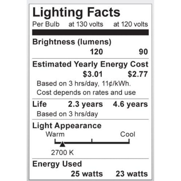 Satco S4880 Bombilla 130 V base media 25 W A15_2