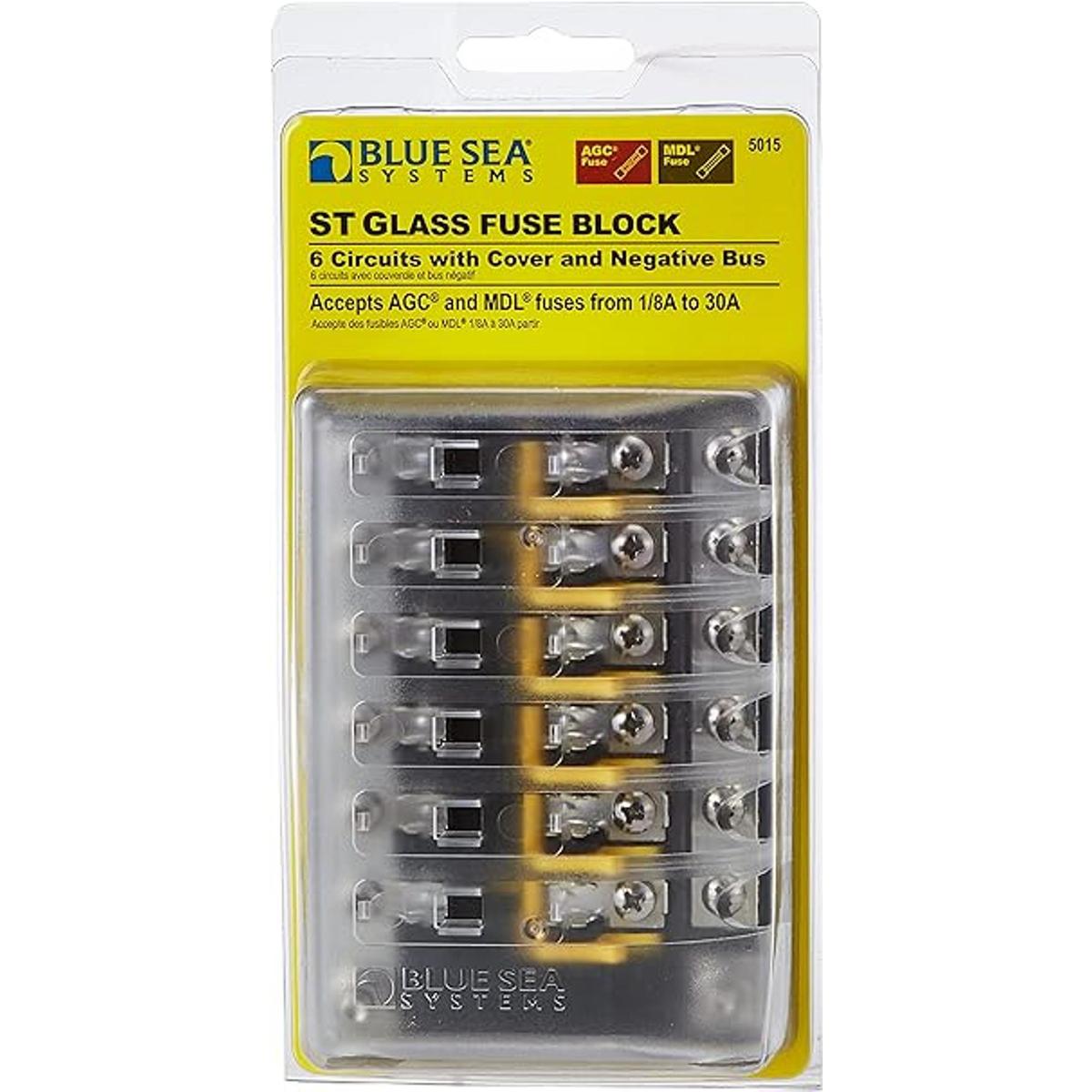 Blue Sea Systems Bloque de fusibles 5015 AGC 6CIR Wtierra