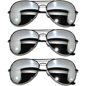 Gafas de sol de aviador plata 3 unidades Negro_1