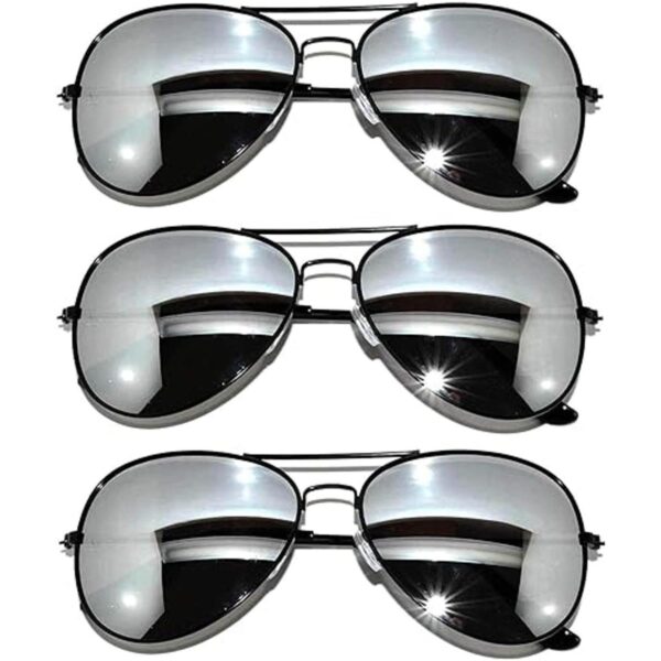 Gafas de sol de aviador plata 3 unidades Negro_1