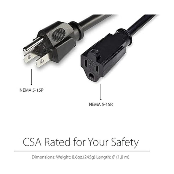 StarTech Cable de extensión de alimentación de 6_3