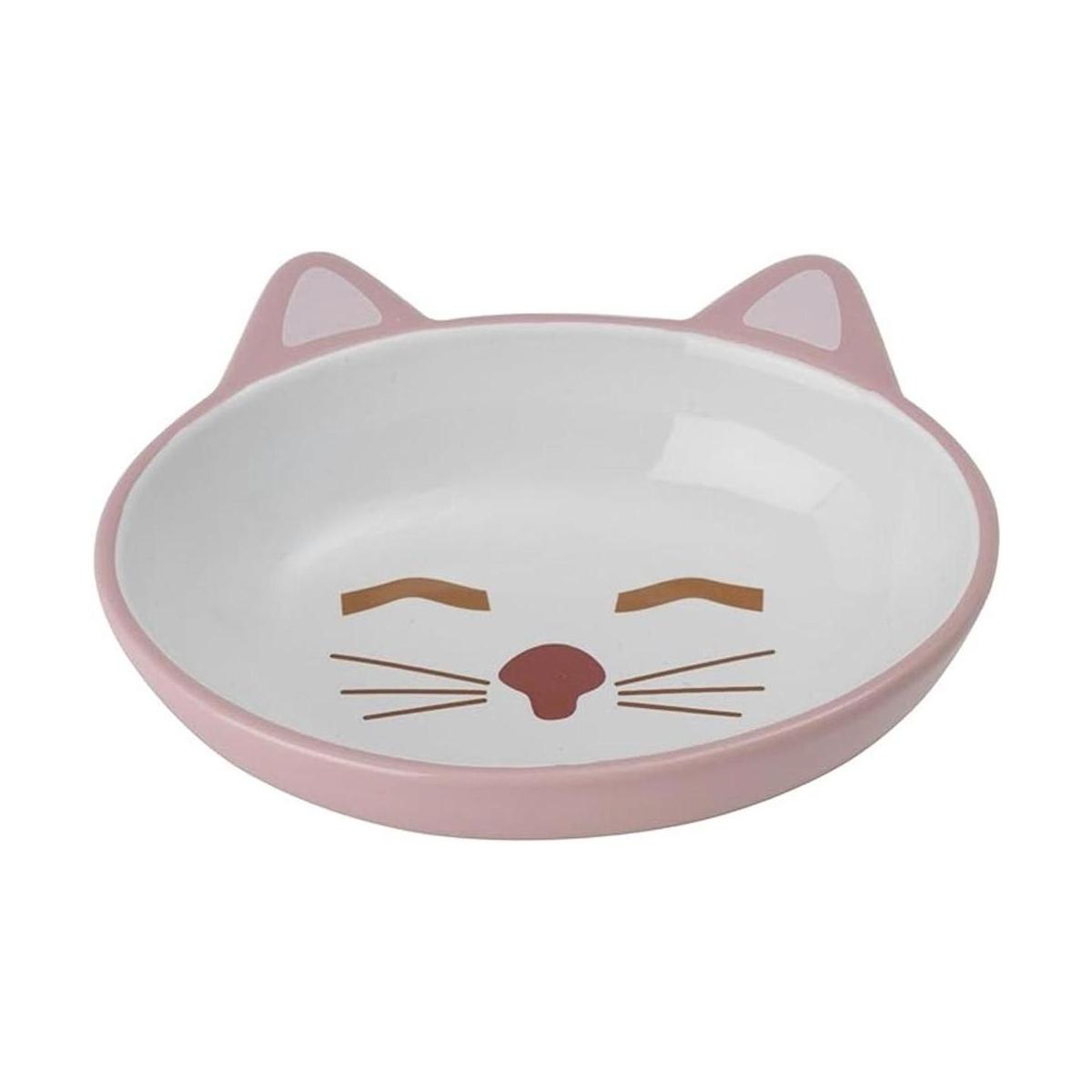 PetRageous Cuenco ovalado para gatos de gres de 5.5