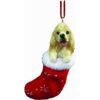 Cocker Spaniel Adorno navideño con diseño de Papá Noel_1