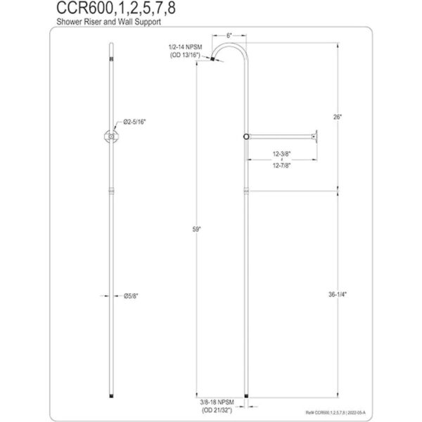 Kingston Brass CCR605 Elevador de ducha vintage con_2