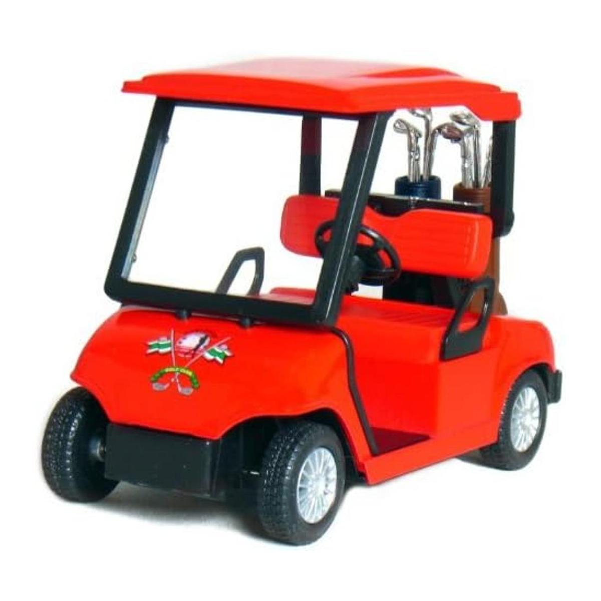 KiNSFUN Carrito de golf rojo de 4 pulgadas modelo de