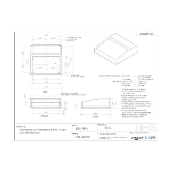 BUD Industries PC11493 Caja de plástico estilo F 9.0 in_2
