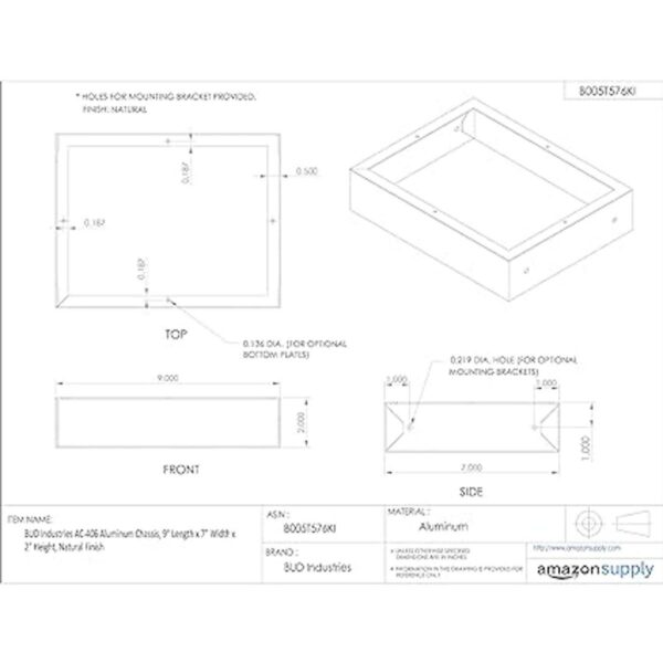 Bud Industries ac406 Chasis de aluminio longitud 9 X 7_4