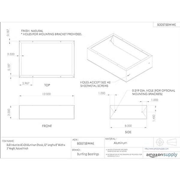 Bud Industries ac424 Chasis de aluminio longitud 12 X 8_2