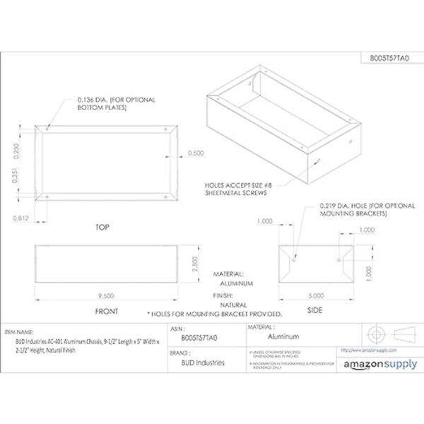 Bud Industries ac401 Chasis de aluminio 9 12 longitud_4