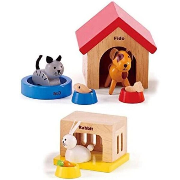 Animales de madera para casas de muñecas Family Pets de Hape_1