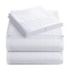 ITALIANO 4pc King Hoja Set de rayas color blanco_1