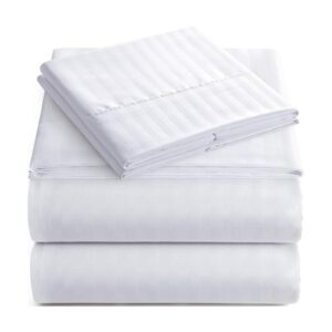 ITALIANO 4pc King Hoja Set de rayas color blanco_1