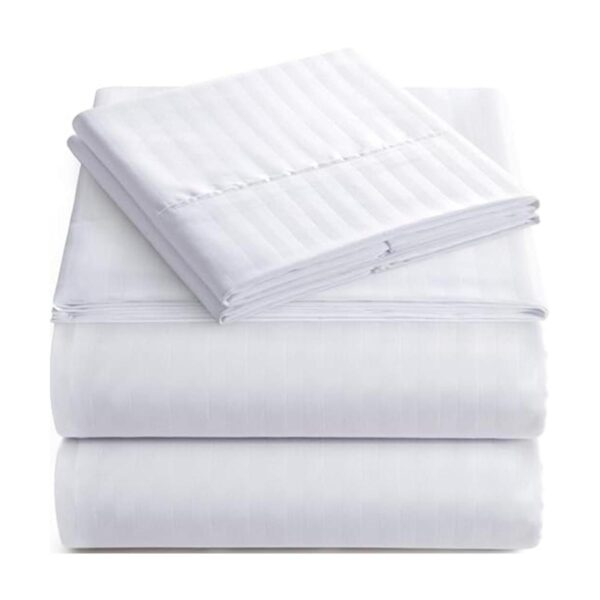 ITALIANO 4pc King Hoja Set de rayas color blanco_1